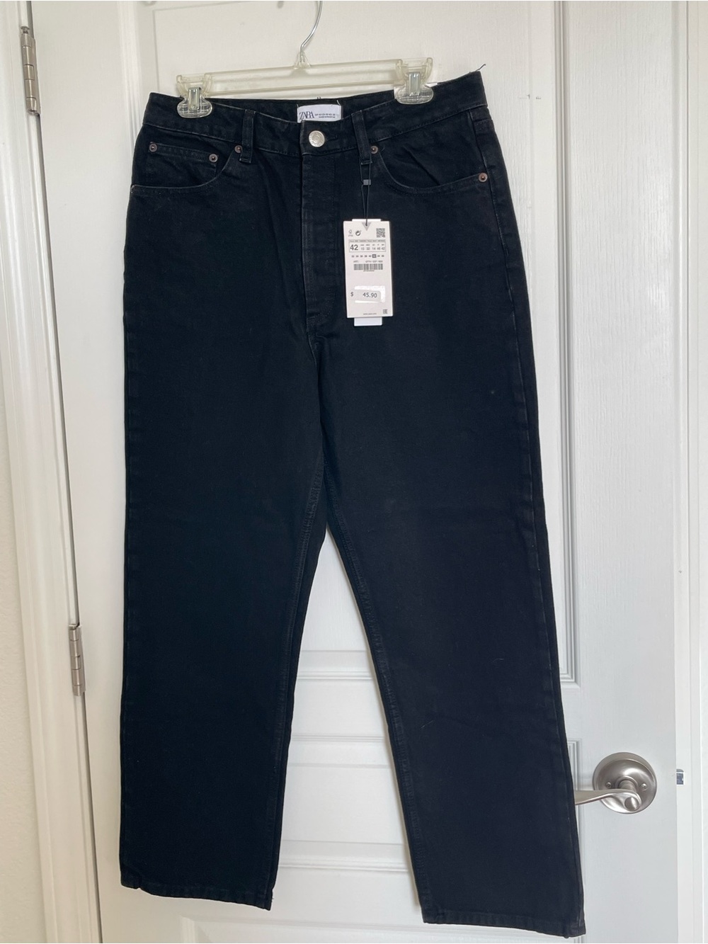 Zara Black Denim Jeans with Branded Button